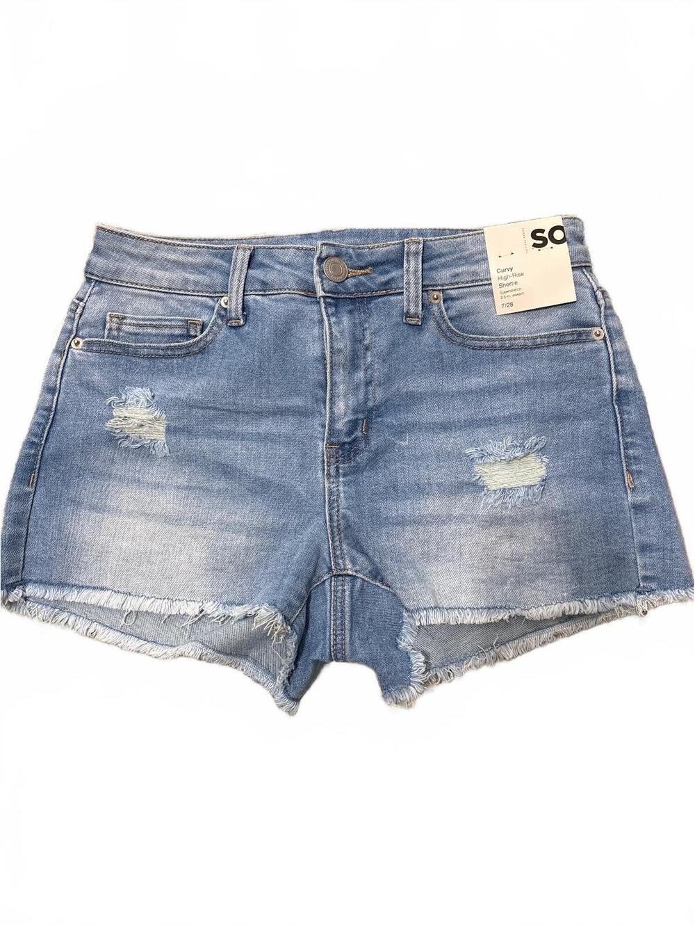SO Curvy High-Rise Shortie Denim Shorts Size 7/28